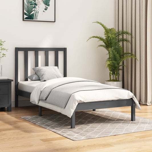 vidaXL Bed Frame Grey Solid Wood Pine 90x200 cm
