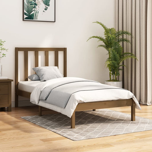 vidaXL Bed Frame Honey Brown Solid Wood Pine 90x200 cm