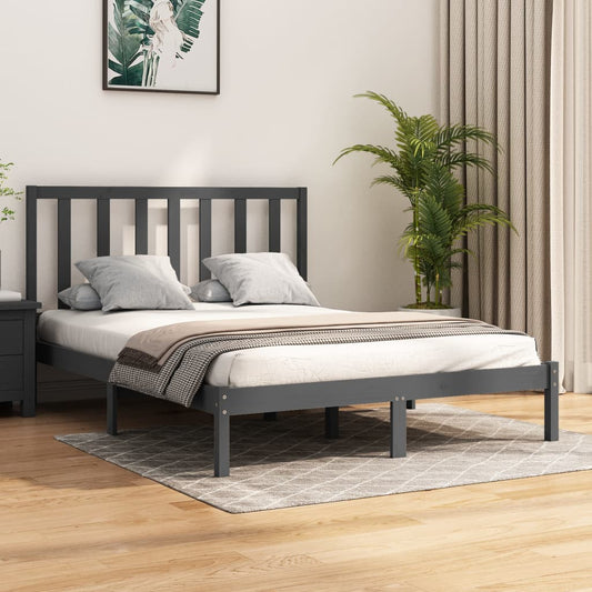 vidaXL Bed Frame Grey Solid Wood Pine 140x200 cm