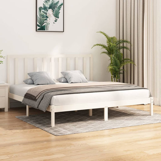 vidaXL Bed Frame White Solid Wood Pine 200x200 cm