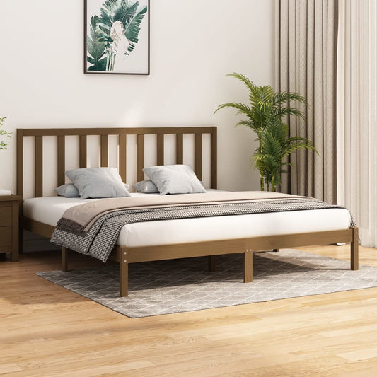 vidaXL Bed Frame Honey Brown Solid Wood Pine 200x200 cm
