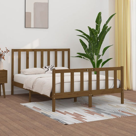 vidaXL Bed Frame Honey Brown Solid Wood 120x190 cm Small Double