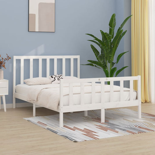 vidaXL Bed Frame White Solid Wood 135x190 cm Double