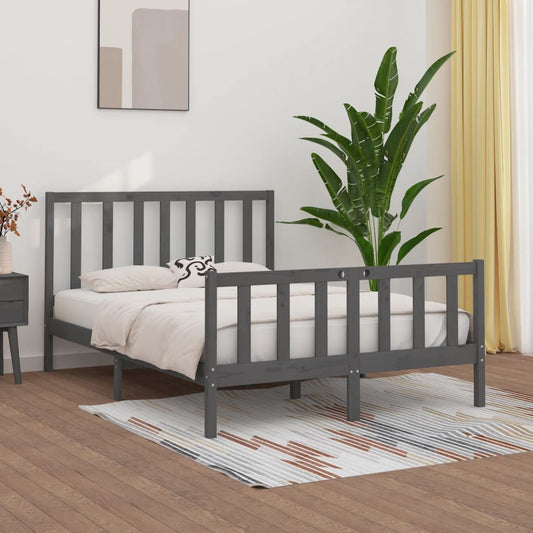 vidaXL Bed Frame Grey Solid Wood 140x190 cm