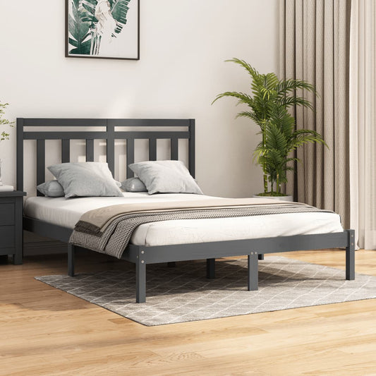 vidaXL Bed Frame Grey Solid Wood 120x190 cm Small Double