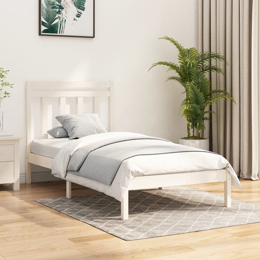 vidaXL Bed Frame White Solid Wood 90x200 cm