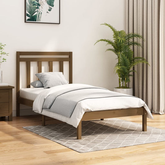 vidaXL Bed Frame Honey Brown Solid Wood 100x200 cm
