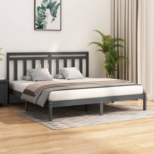 vidaXL Bed Frame Grey Solid Wood 200x200 cm