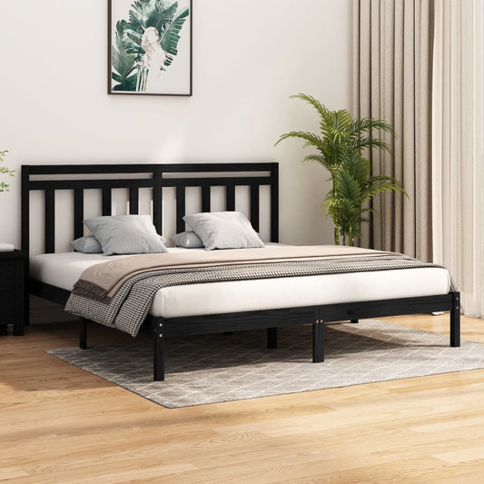 vidaXL Bed Frame Black Solid Wood 200x200 cm