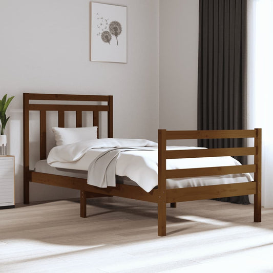 vidaXL Bed Frame Honey Brown Solid Wood 90x190 cm Single