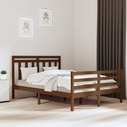 vidaXL Bed Frame Honey Brown Solid Wood 120x190 cm Small Double