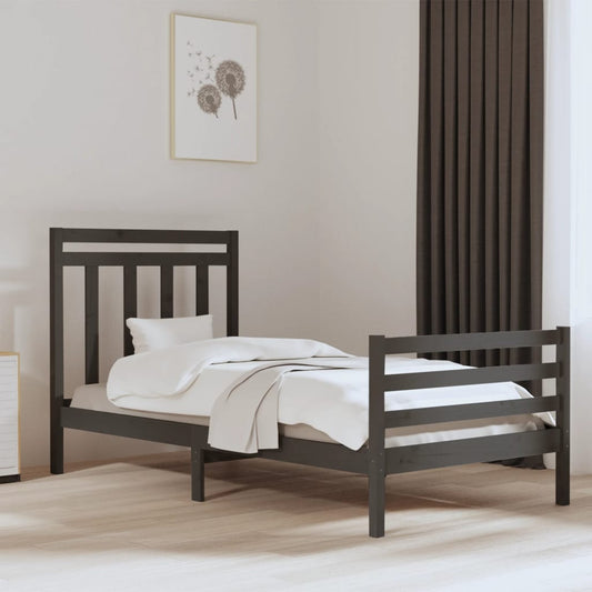 vidaXL Bed Frame Grey Solid Wood 100x200 cm