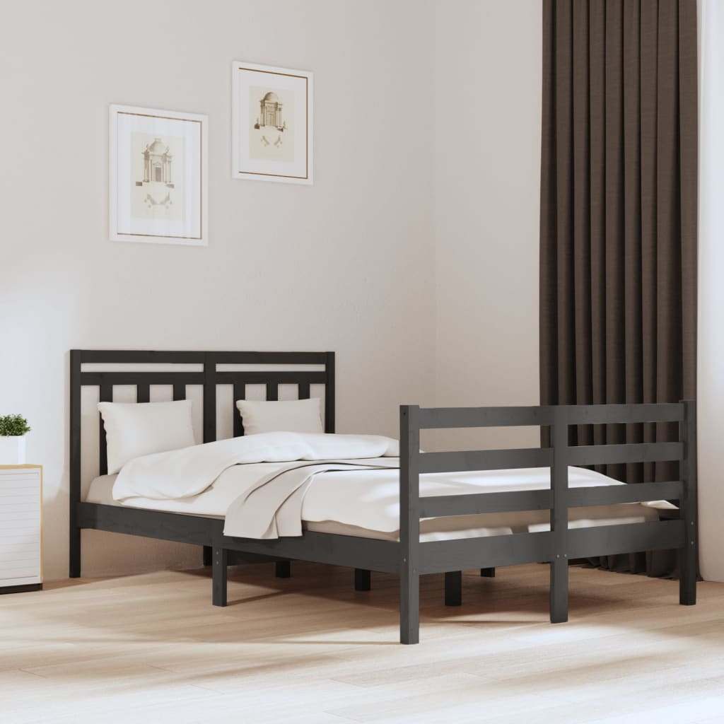 vidaXL Bed Frame Grey Solid Wood 120x200 cm