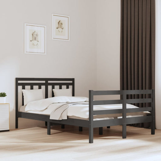 vidaXL Bed Frame Grey Solid Wood 120x200 cm