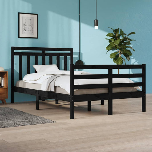 vidaXL Bed Frame Black Solid Wood 120x200 cm