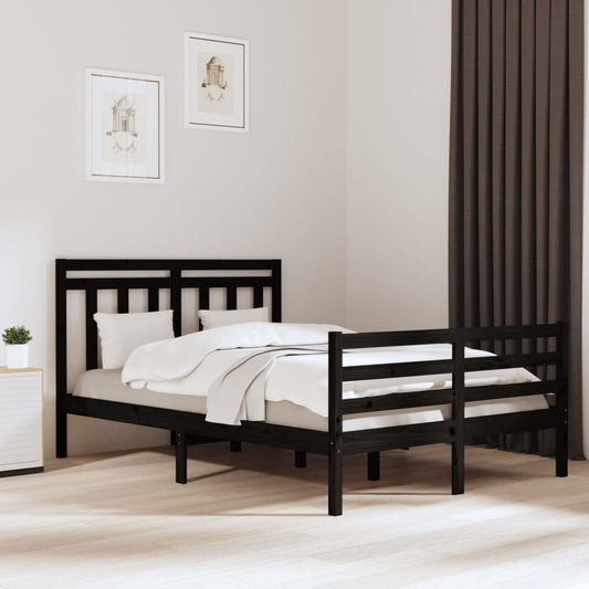 vidaXL Bed Frame Black Solid Wood 140x200 cm