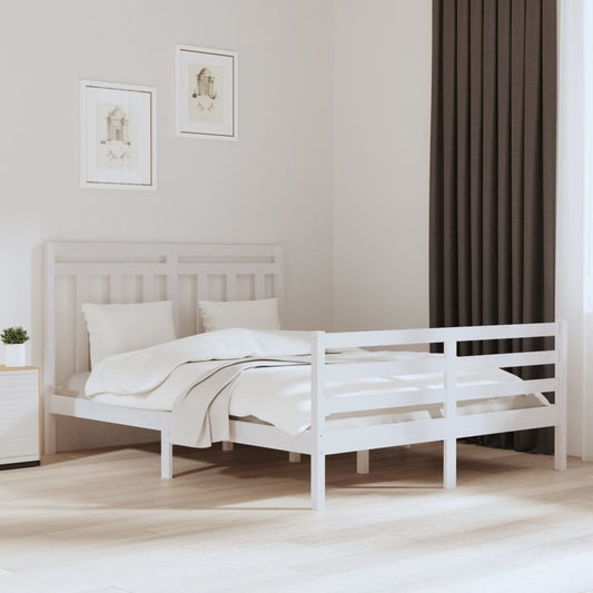 vidaXL Bed Frame White Solid Wood 150x200 cm King Size