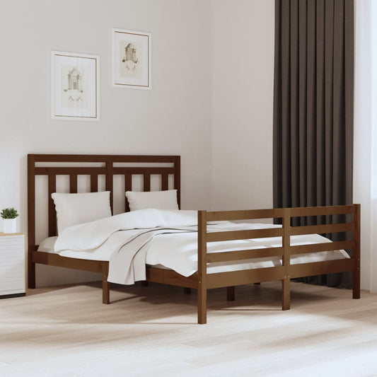 vidaXL Bed Frame Honey Brown Solid Wood 150x200 cm King Size
