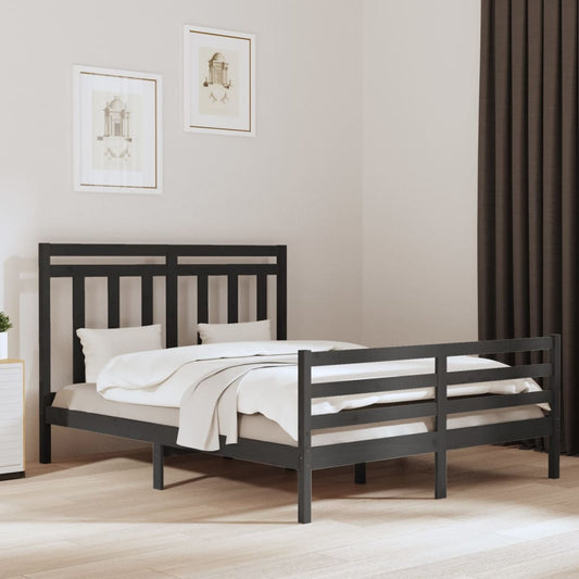 vidaXL Bed Frame Grey Solid Wood 160x200 cm