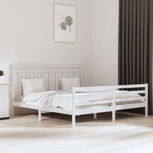 vidaXL Bed Frame White Solid Wood 180x200 cm Super King Size