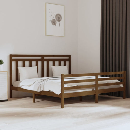 vidaXL Bed Frame Honey Brown Solid Wood 180x200 cm Super King Size