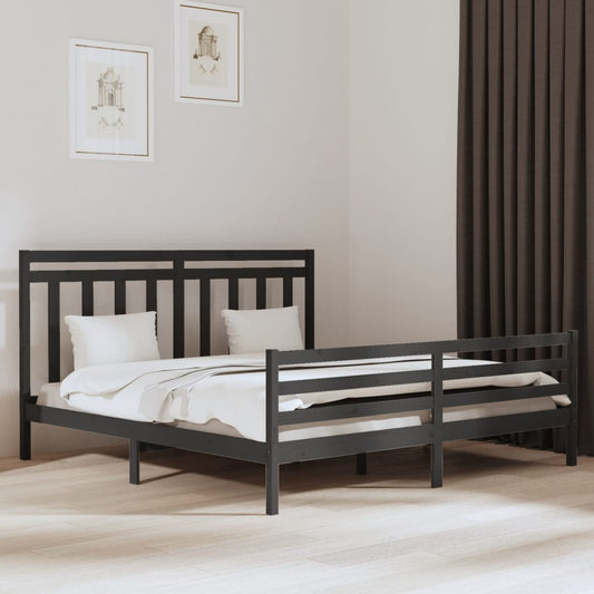 vidaXL Bed Frame Grey Solid Wood 200x200 cm