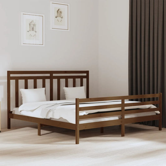 vidaXL Bed Frame Honey Brown Solid Wood 200x200 cm