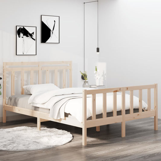 vidaXL Bed Frame Black Solid Wood 120x190 cm Small Double