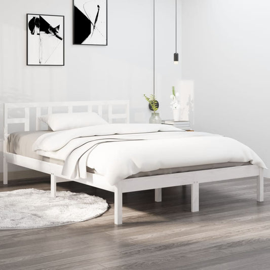vidaXL Bed Frame White Solid Wood 140x190 cm