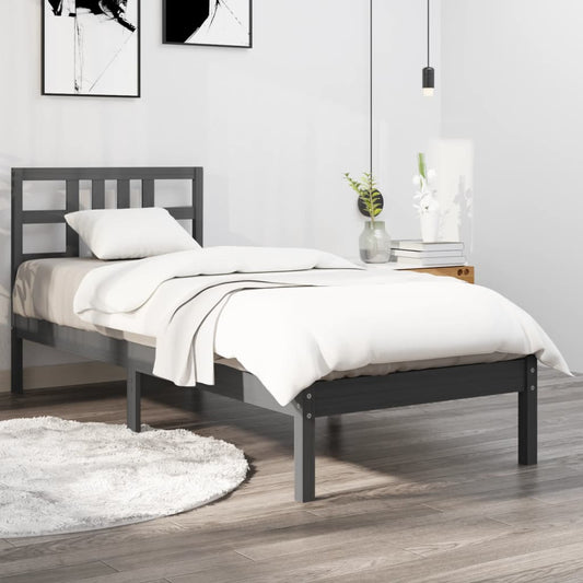 vidaXL Bed Frame Grey Solid Wood 90x200 cm