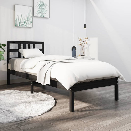 vidaXL Bed Frame Black Solid Wood 100x200 cm
