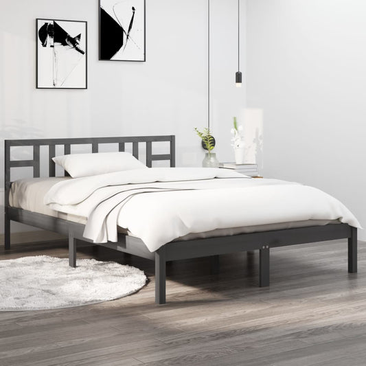 vidaXL Bed Frame Grey Solid Wood 160x200 cm