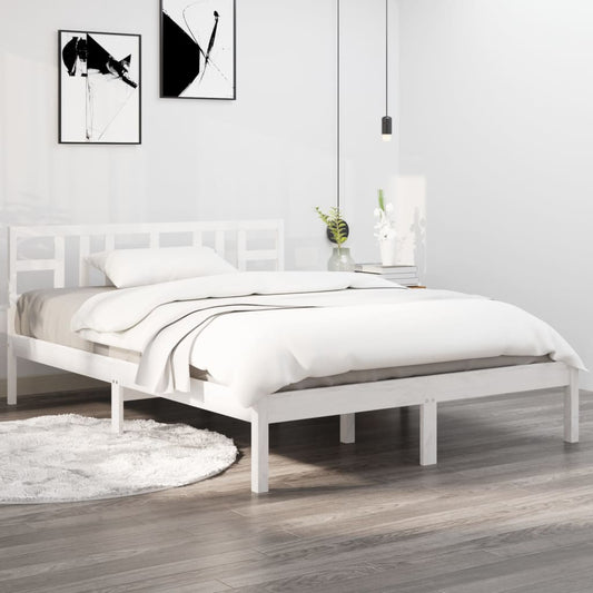 vidaXL Bed Frame White Solid Wood 180x200 cm Super King Size