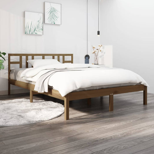 vidaXL Bed Frame Honey Brown Solid Wood 200x200 cm