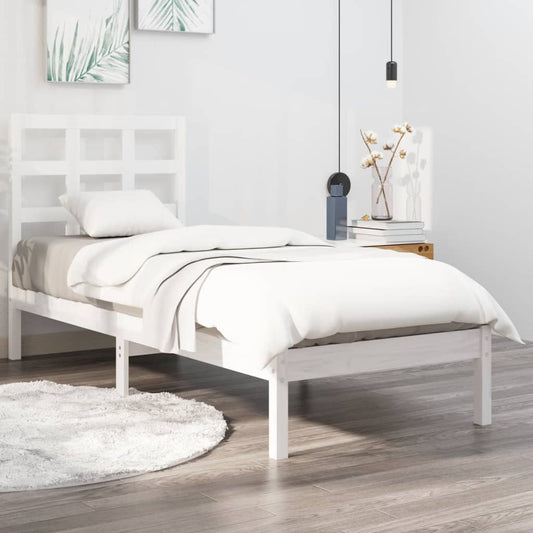 vidaXL Bed Frame White Solid Wood 90X190 cm Single