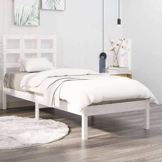 vidaXL Bed Frame White Solid Wood 90x200 cm