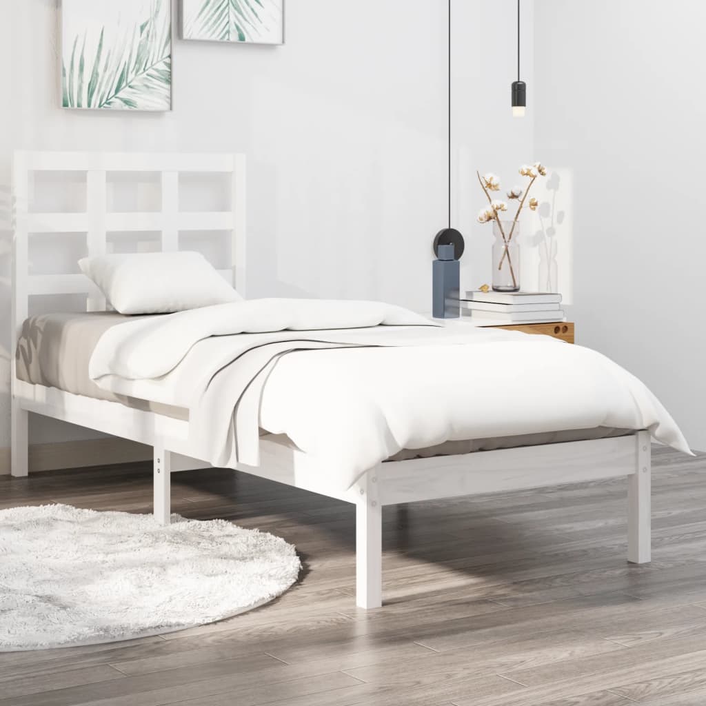 vidaXL Bed Frame White Solid Wood 100x200 cm