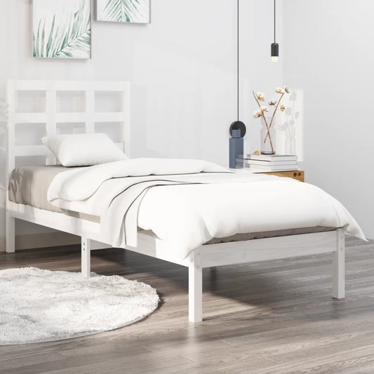 vidaXL Bed Frame White Solid Wood 100x200 cm