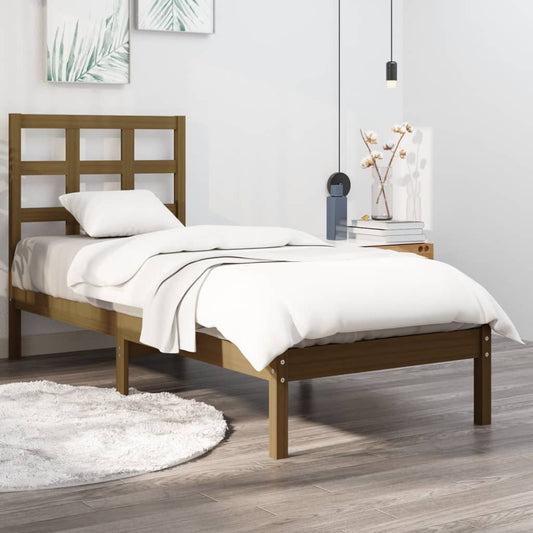 vidaXL Bed Frame Honey Brown Solid Wood 100x200 cm