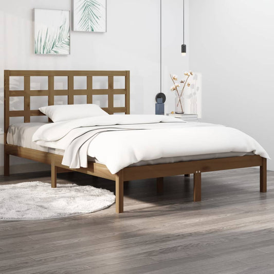 vidaXL Bed Frame Honey Brown Solid Wood 120x200 cm