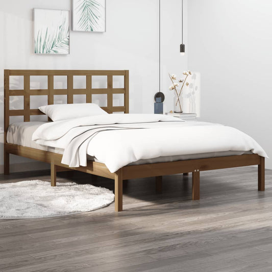 vidaXL Bed Frame Honey Brown Solid Wood 150x200 cm King Size