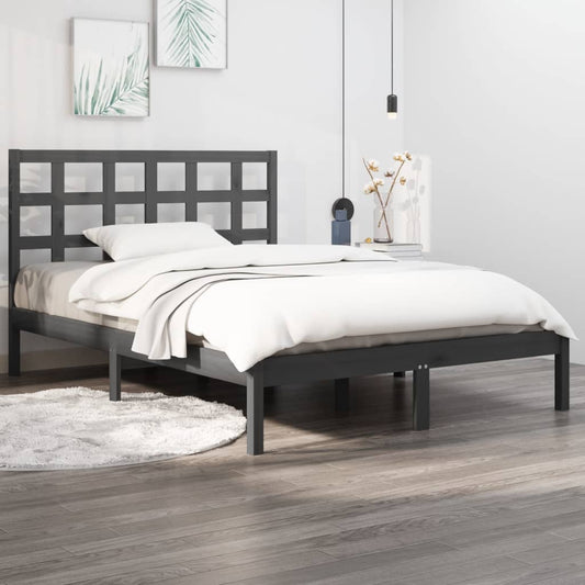 vidaXL Bed Frame Grey Solid Wood 160x200 cm