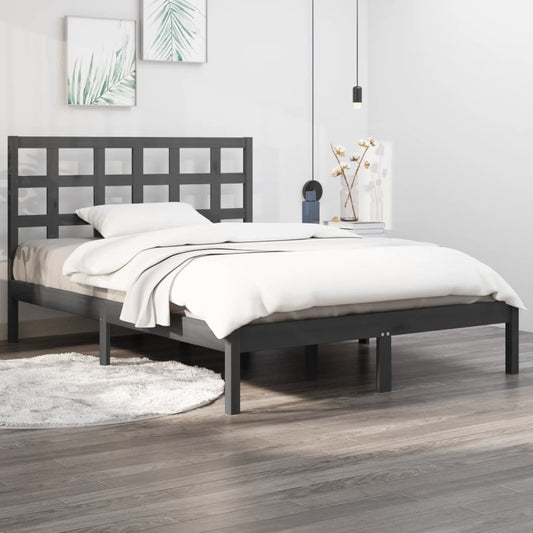 vidaXL Bed Frame Grey Solid Wood 200x200 cm