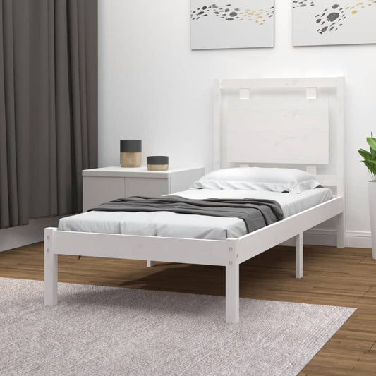 vidaXL Bed Frame White Solid Wood 90X190 cm Single