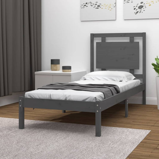 vidaXL Bed Frame Grey Solid Wood 90x200 cm