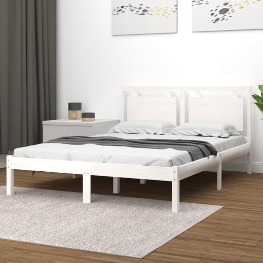 vidaXL Bed Frame White Solid Wood 140x200 cm