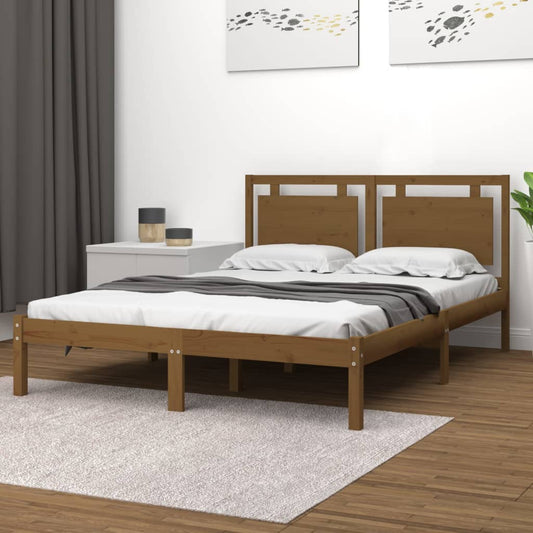 vidaXL Bed Frame Honey Brown Solid Wood 160x200 cm