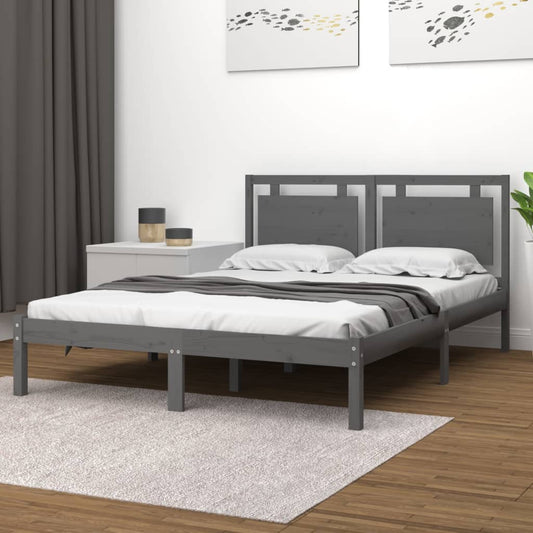 vidaXL Bed Frame Grey Solid Wood 200x200 cm