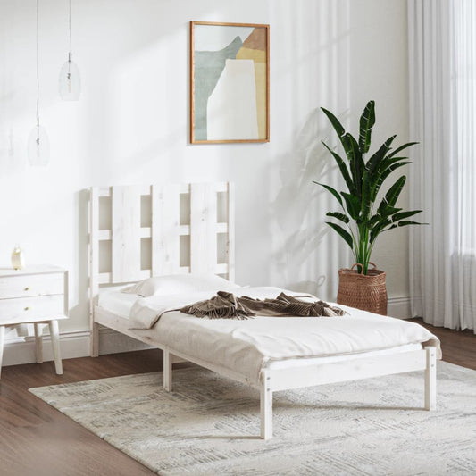 vidaXL Bed Frame White Solid Wood 90X190 cm Single
