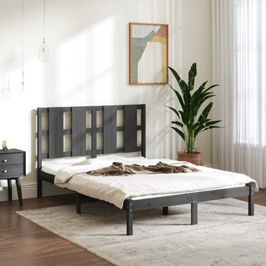 vidaXL Bed Frame Grey Solid Wood 120x190 cm Small Double